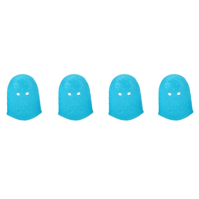 EeaseCA 4 Pcs Guitar Fingertip Protectors Silicone Finger Guards Finger Picks Protector Finger Caps for Ukulele Electric Guitar Mandolin - Sky Blue (S)