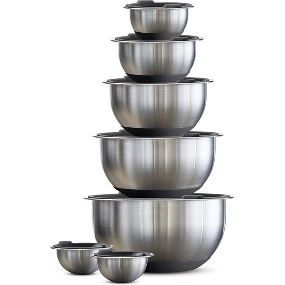 CSPP Covered Mixing Bowls Stainless Steel 14 Pc Gray, 80202/507DS