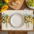 thumbnail image 4 of Bee Love Placemats Set of 4, Daisy Eucalyptus Leaves Linen Rustic Beige Placemats for Dining Table, Place Mats for Kitchen Tabletop, Waterproof Wipeable Dining Table Mats Set, 4 of 9