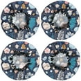 thumbnail image 2 of Shower Caps,Pioneer Flower Floral Print Pattern Waterproof Shower Cap for Women 4 Pieces,Double Reusable Hair Cover for Shower PEVA Elastic Stretch Hem, 2 of 7