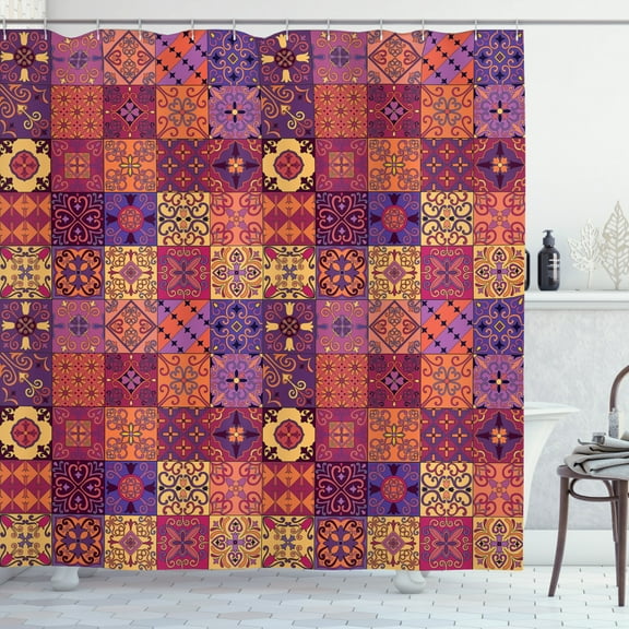 Ambesonne Spanish Shower Curtain, Azulejo Mosaic, 69"Wx75"L, Multicolor