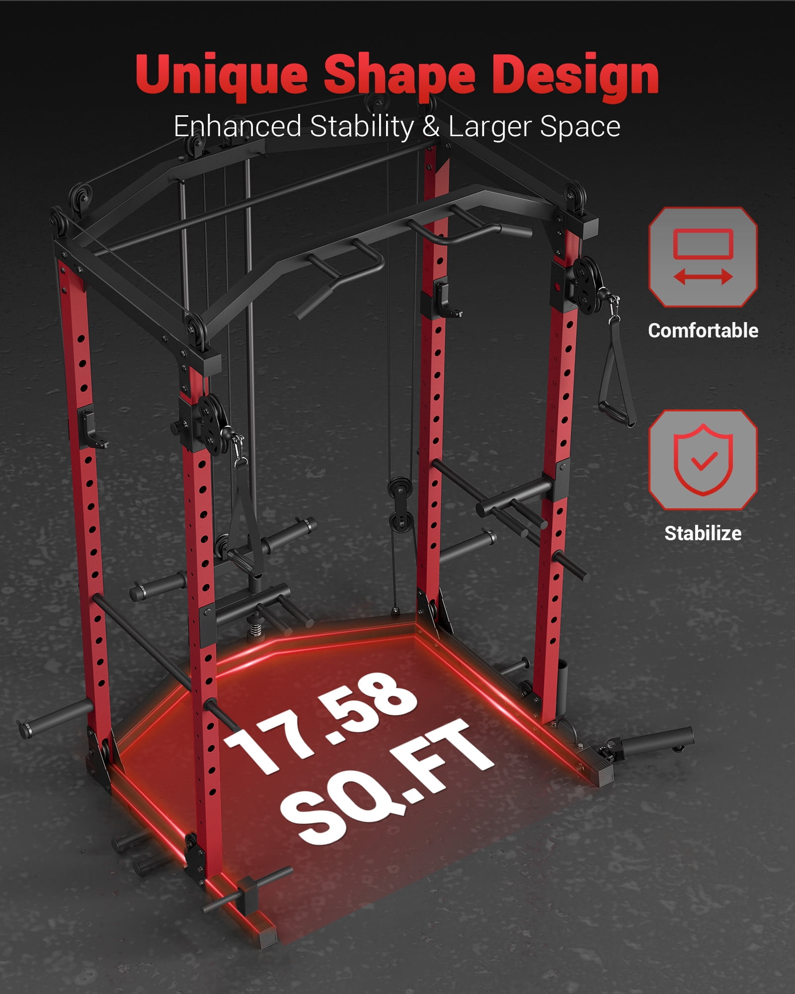 JoanKaren Power Rack Cage,1600lbs Multi-Functional Power Racks for Home Gym with Cable System and More Training Attachment