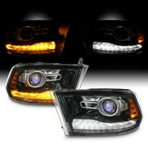 AKKON - For 09-18 Dodge Ram 1500 2500 3500 Blk LED DRL Switchback Halogen Upgrade Projector Headlight Lamps
