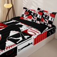 thumbnail image 3 of Homewish Red Black Baseball Patchwork Zipper Twin Comforter Sets with Fitted Sheet and 2 Pillowcases, Sport Zipper Bedding Set for Boys and Girls, Black Reversible, 4-Piece, 3 of 6