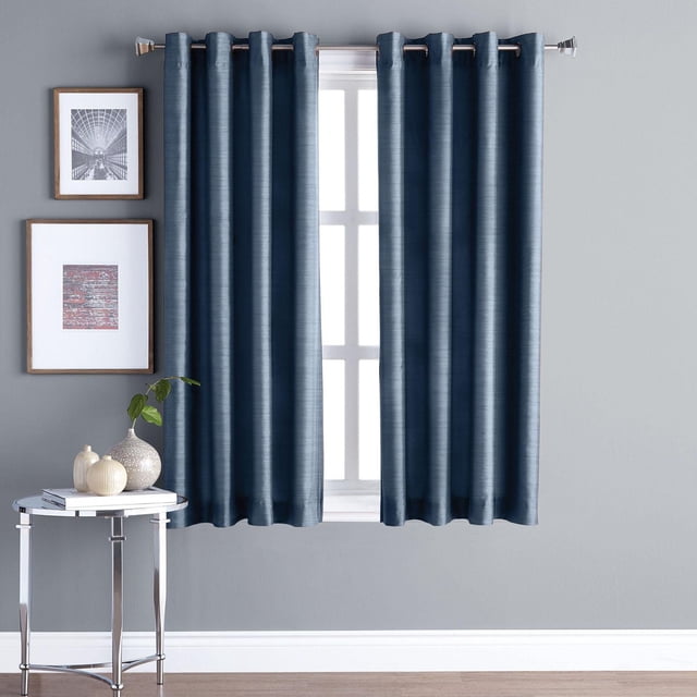 Hometrends Faux Silk Grommet Room Darkening Window Curtains Panel