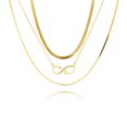 thumbnail image 1 of Juego de Collar con Colgante en Capas JeenMata de 3 Pzas con Nudo Eterno Chapado en Oro Amarillo, 1 of 5