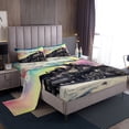 thumbnail image 1 of Erosebridal Retro Train Sheet Set King, Rainbow Aurora Bedding Sets, 4-Piece,, 1 of 6