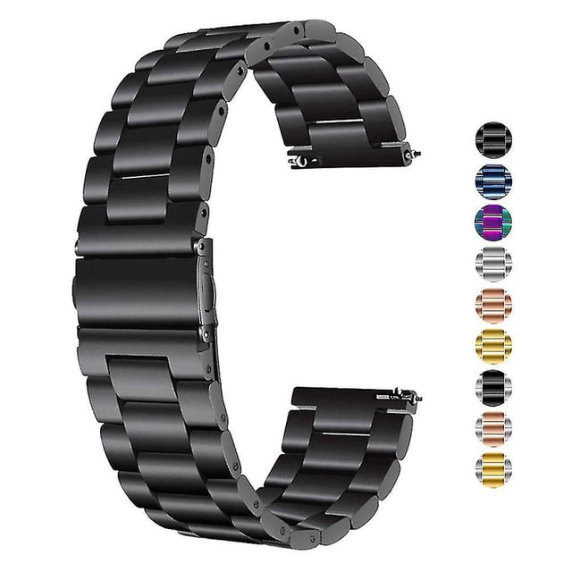 Correa de reloj Seiko de acero inoxidable de 24 mm color negro para hombre y mujer