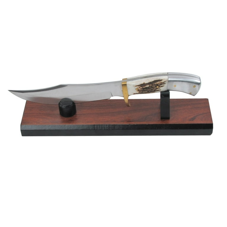 Brown Wood Fix Blade Hunt Knife Collection Holder Display Rustic Wooden Stand Brown Wood Fix Blade Hunt Knife Collection Holder Display Rustic Wooden Stand