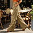 thumbnail image 4 of Guluxicc Women's Cotton Pants with Pockets Elastic Waist Long Wide Leg Trousers Summer Casual Outfits for Everyday Wear, 4 of 5