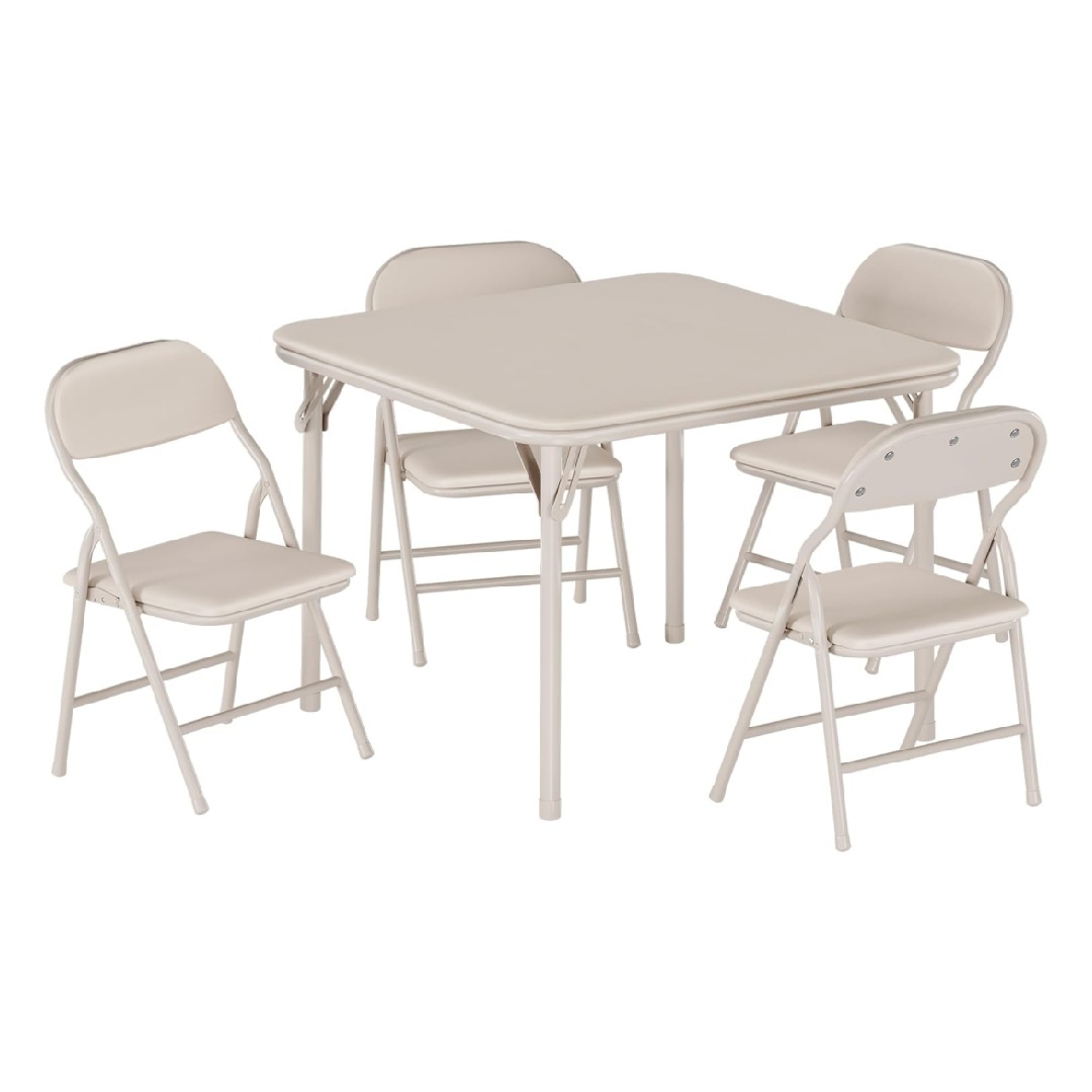 3/5 Piece Kids Folding Table and Chairs Set, Toddlers Boys Girls Games Table and Chairs Set, Activity Table and Chairs Set for Dining Room,Daycare,Classrooms