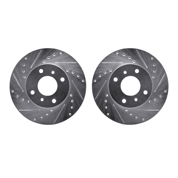 Dynamic Friction Company Front Brake Rotors-Drilled and Slotted-Silver 7002-67003