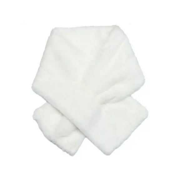 Eosunjian Women Winter Faux Rabbit Fur Cross Collar Solid Color Thickened Warm Scarf Plush Elegant Shawl Scarf Clothes Accessories (Milky White)