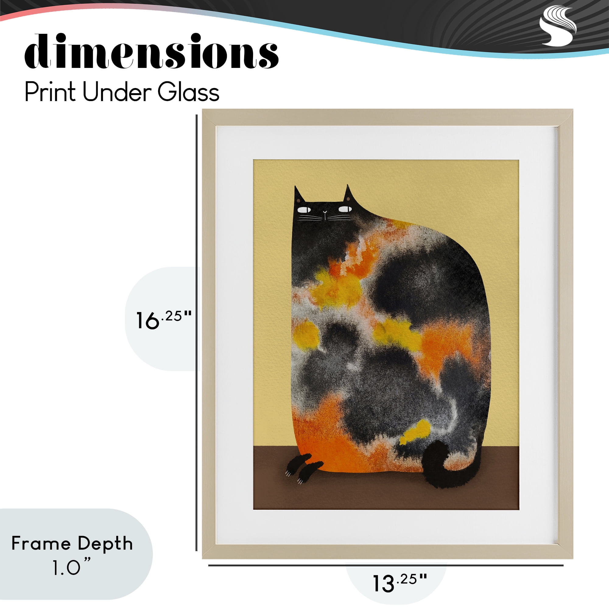 Stupell Industries Diluted Calico Cat Birch Framed Print Under Glass, design by Gabriela Avila