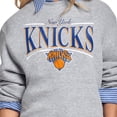 thumbnail image 3 of Women's Starter Gray New York Knicks Arch Stripe Fleece Crewneck Sweatshirt, 3 of 3