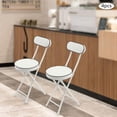 thumbnail image 3 of 4pcs Portable Upholstered Counter Stool Set, Folding Bar Stool Chairs for Kitchen and Dining, Compact and Space-Saving Seating, White, 3 of 16