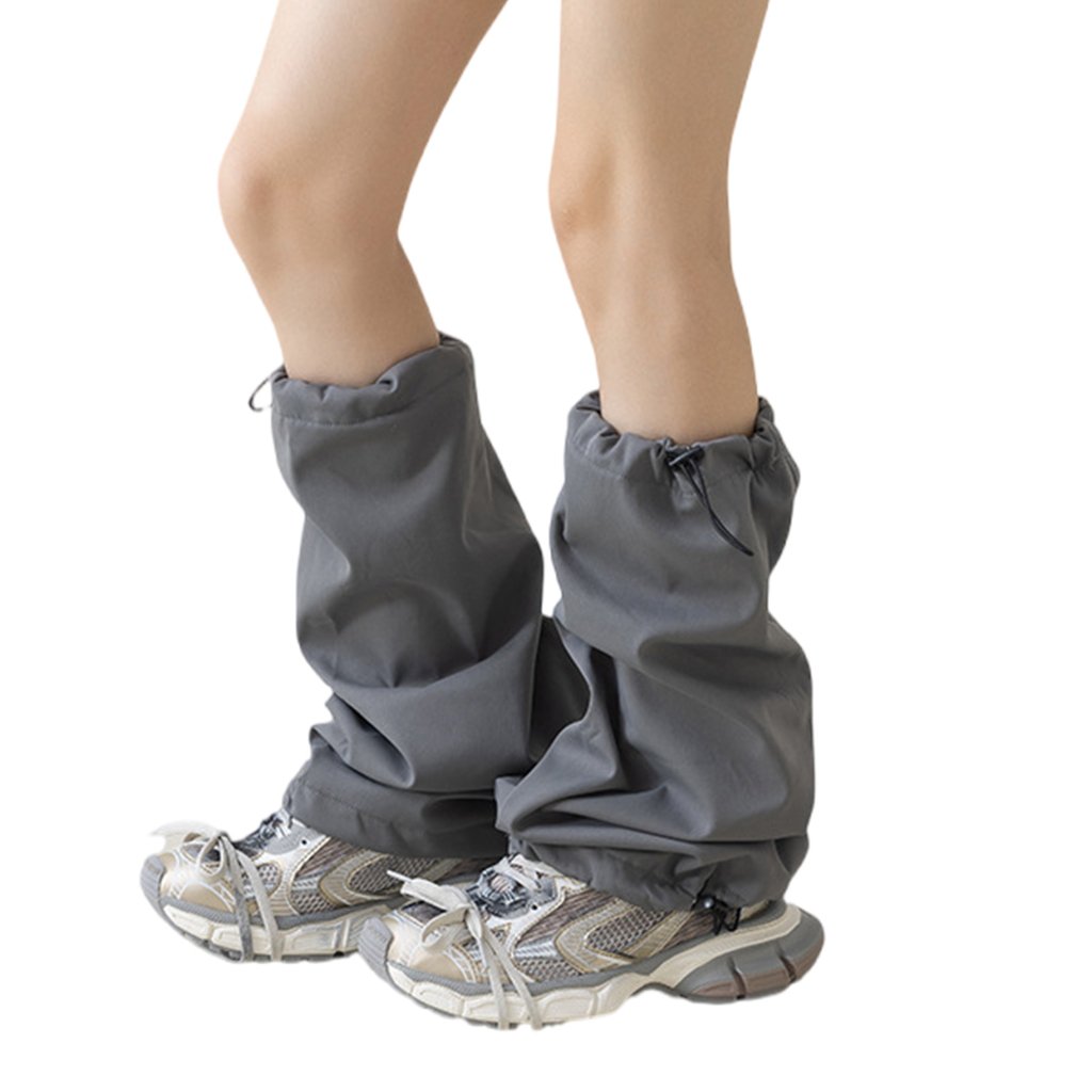 Yokua Women Punk Drawstring Leg Warmer Harajuku Cargo Leg Sleeve Foot Cover Gaiters