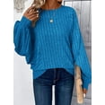 thumbnail image 2 of Women Tunic Plus Size Long Sleeve Tops Loose Fit Dressy Crew Neck Pullover Basic Sweaters Royal Blue XXL, 2 of 6
