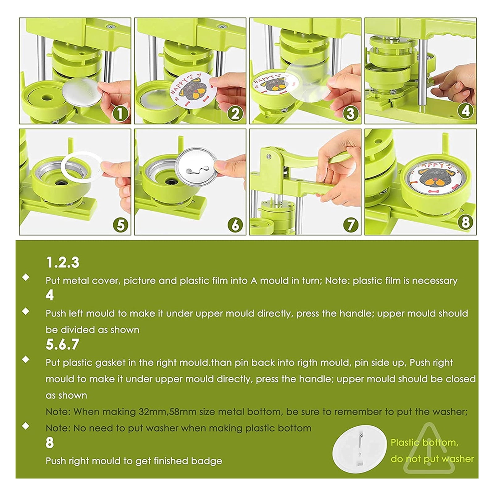 Button Badge Maker Machine, Mould Customized Buttons DIY Personal Badge Making Handmade ,Easy Pressing