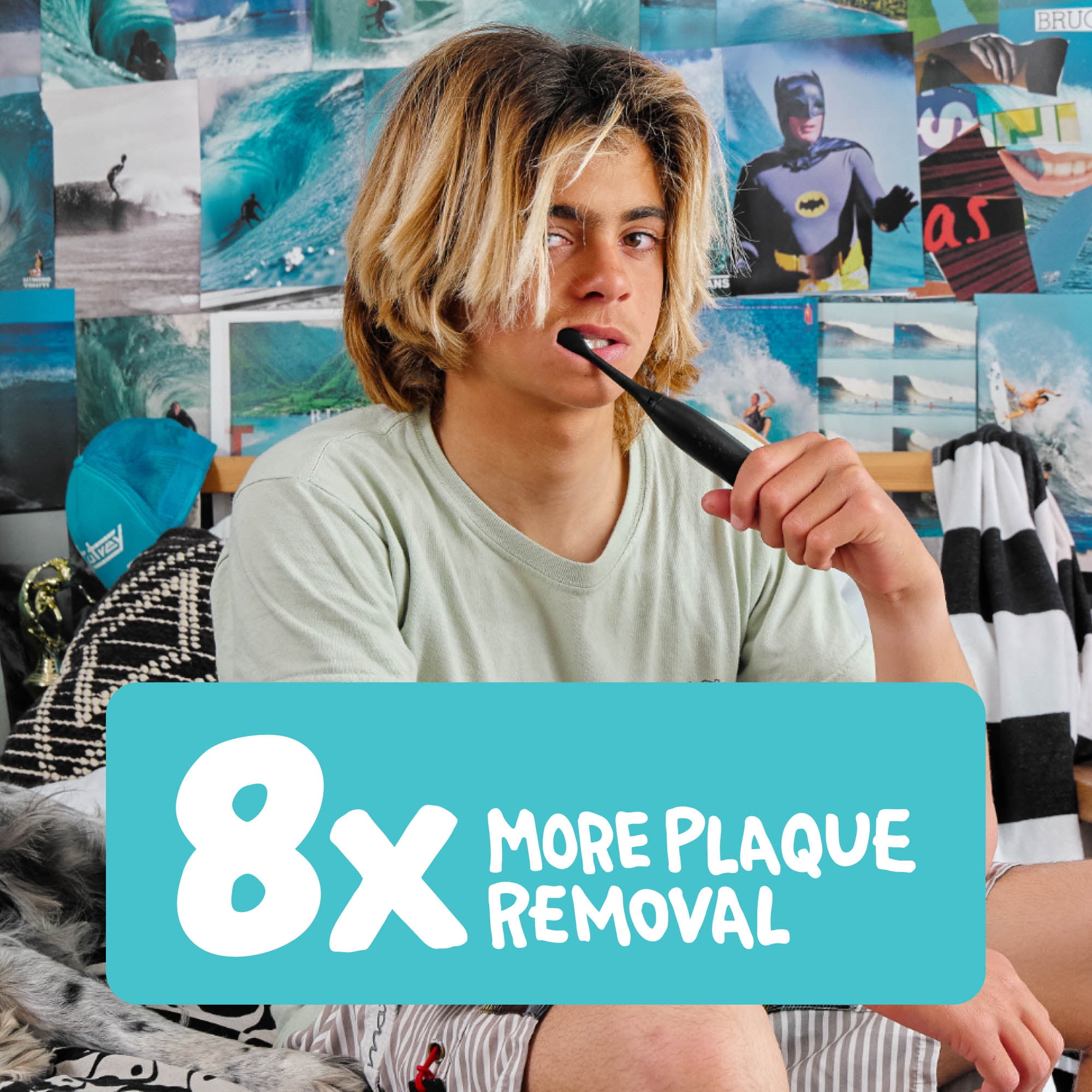 Made by Dentists Sonic X Electric Toothbrush for Tweens with 3 Brush Heads, Ages 8+ - Good Vibes Only
