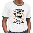 thumbnail image 2 of Honkus Ponkus Ringer Tee Shirt Unisex Large White/Kelly Green, 2 of 5