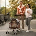 thumbnail image 2 of YRLLENSDAN Dog Stroller for Small Dogs 35 lbs Cat Stroller Pet Strollers Waterproof Portable Travel Cat Dog Stroller with Cup Holder, Leopard Skin, 2 of 7