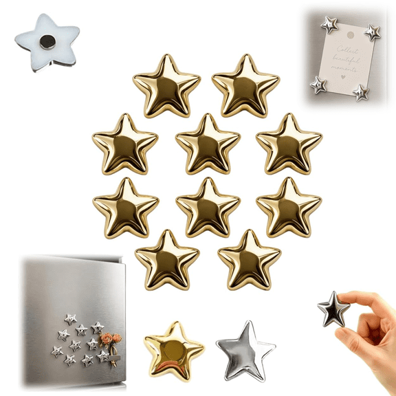 Star Magnets for Fridge, 2026 New Silver Star Fridge Magnets, Strong Magnetic Stickers for Kitchen Office Whiteboard Locker(Gold-20pcs)