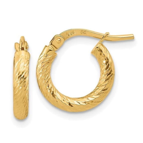 Finest Gold 2.4 mm 14K Polished & Diamond-cut Hoop Earrings
