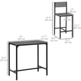 thumbnail image 2 of 3-Piece Industrial Bar Table Set with 2 High Back Stools, Grey MDF and Steel Frame Counter Height Bistro Set for Kitchen, Dining Room, Indoor or Outdoor Use, 35" L Table, 2 of 7