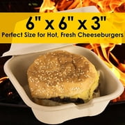 Avant Grub 6 x 6 Wheat Straw Biodegradable Kraft Clamshell Take Out Food Containers, 25 Pack