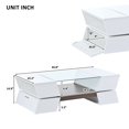 thumbnail image 7 of 2-Tier Coffee Table, Center Table Cocktail Table Storage Cabinet with Open Shelves & Cabinets, Modern Geometric Style Dining Table Meeting Table with 6mm Glass-Top, 44.8”Lx22.2”Dx14.9”H, White, 7 of 7