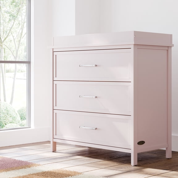 Graco Classic 3 Drawer Dresser with Infant Changing Table Topper, Blush