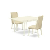East West Furniture Dining Room Set Linen White, MZFL3-LWH-01
