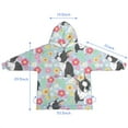 thumbnail image 7 of Boston Terriers and Flowers Blanket Hoodies for Kids 6-13YR Oversize Wearable Blanket Hoodies for Boys Girls Teens, 7 of 7