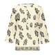 thumbnail image 4 of 3/4 Manga Casual Tops para las Mujeres Impreso Botón Camiseta Cómoda Y Suelta, Blusa de Cuello Redondo para Diario, 4 of 7