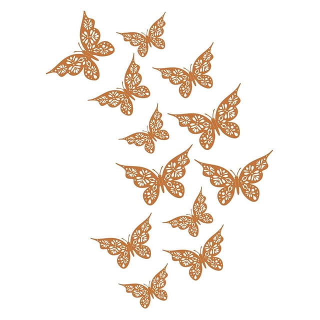 De Mariposas Huecas En 3D Para Decoración De Pared, Mariposas De Cartón Para Pared, Dormitorio, Baño, Decoración De Pasteles 12 Uds. Yuarrent HA040725-03