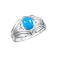 thumbnail image 3 of RYLOS Men's Rings Sterling Silver Rings Classic Designer Style 9X7MM Oval Gemstone &  Diamond Ring Turquoise December Birthstone Rings For Men Size 8, 3 of 7