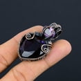 thumbnail image 3 of Natural Amethyst Gemstone Handmade Copper Wire Wrap Gift Pendant 1.97", 3 of 4
