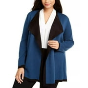 Anne Klein Women's Plus Double Face Cardigan Blue Size 0X