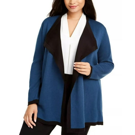 Anne Klein Women's Plus Double Face Cardigan Blue Size 0X