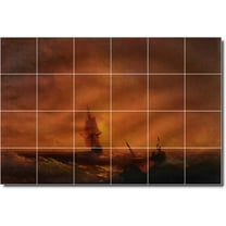Ceramic Tile Mural-Ivan Aivazovsky Waterfront Painting 244. 25.5" w x 17" h using (24) 4.25 x 4.25 ceramic tiles