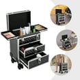 thumbnail image 6 of Professional Rolling Makeup Case Train Case Cosmetic Trolley Cosmetic Organizer Black, 6 of 12