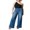 Dark Blue, variant on Michellecmm  Women Fashion Wide-Leg Jeans Solid Color Stretch Denim Pants