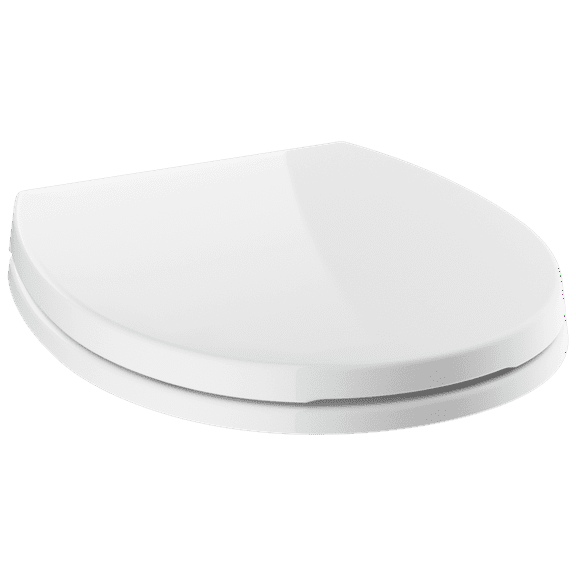 Delta Morgan Slow-Close Round Closed Front Plastic Toilet Seat with NoSlip Bumpers in White