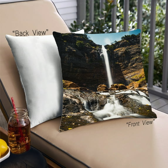 Ahgly Company Earth Waterfall Outdoor Throw Pillow, 18 inch by 18 inch