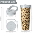 thumbnail image 4 of Leopard Print 30oz Handheld Travel Tumbler with Handle – Double Wall Stainless Steel Insulated Cup, Flip Straw Lid, Leak-Proof & BPA-Free for Hot and Cold Drinks – Durable Coffee & Juice Mug White, 4 of 6