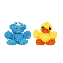 Mighty Jr Microfiber Ball Duck and Monster Durable Plush Squeaky Dog Toy, 2 Pack