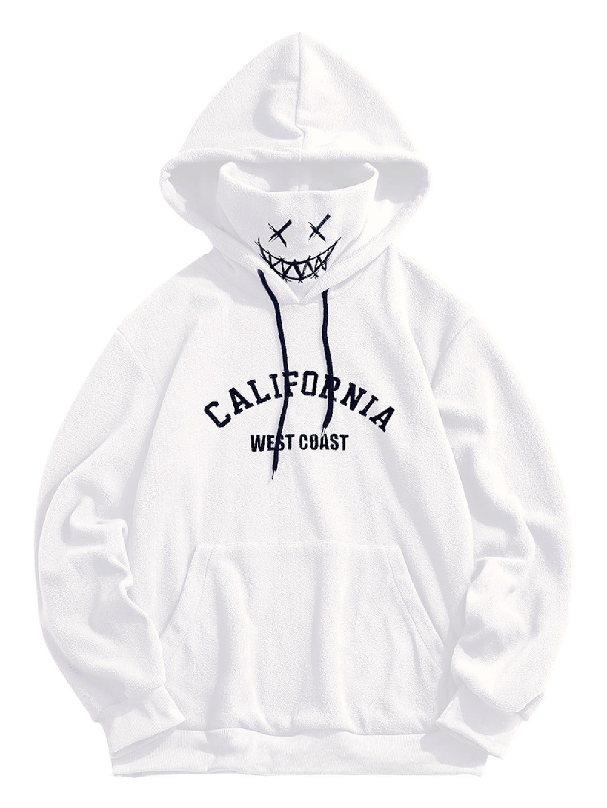 ZAFUL for Junior Letter Graphic Embroidered Fleece Mask Hoodie White XL -  Walmart.com