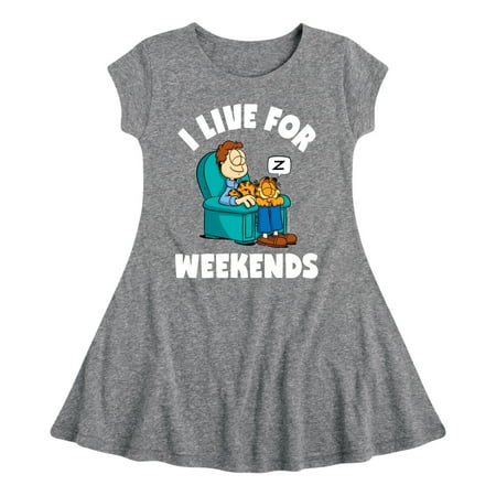 

Garfield - I Live For Weekends - Toddler And Youth Girls Fit And Flare Dress