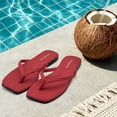 thumbnail image 2 of Womens Square Flip Flops, Patent Leather Flat Sandals with Memory Foam Insole, Non-Slip Lightweight Minimalist Open Toe Summer Vacation Dressy Beach Essentials Slippers, 2 of 7